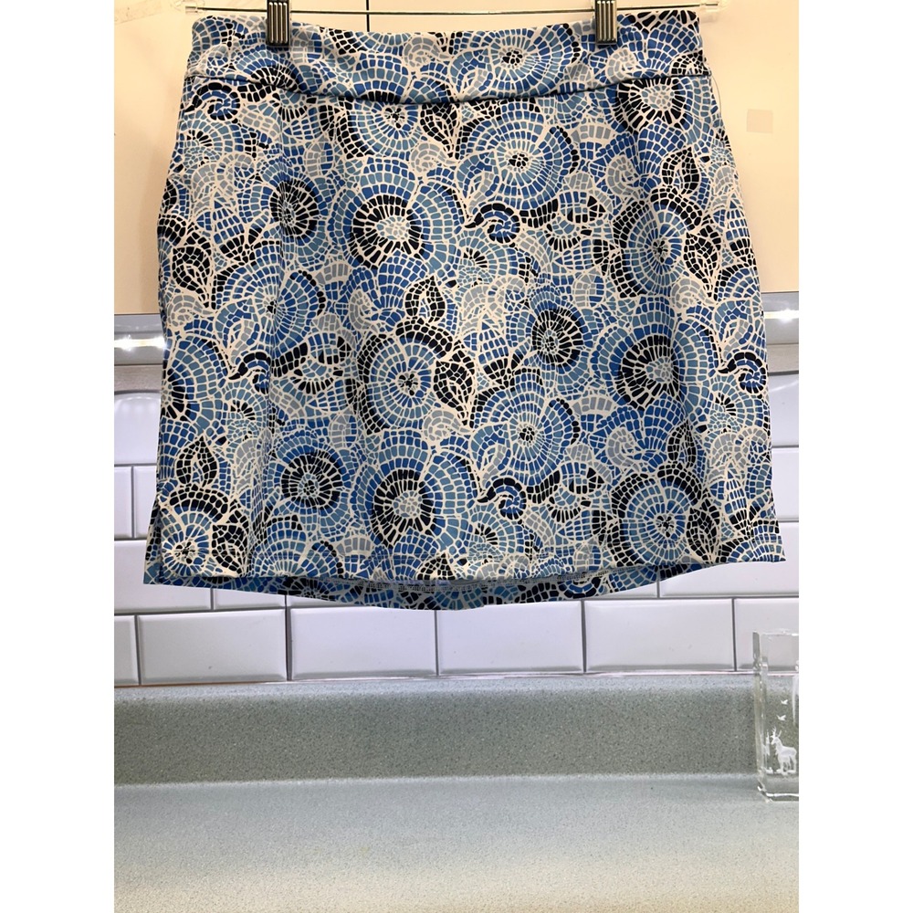 Vineyard Vines Blue Mosaic Shell Print Performance Skort Golf Tennis Size 8